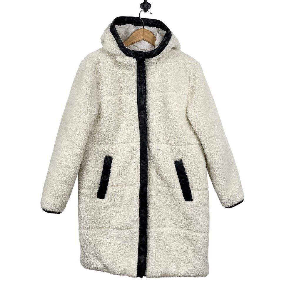 Levis‎ Winter Parka Womens Large Sherpa Quilted Jacket Cream Zip